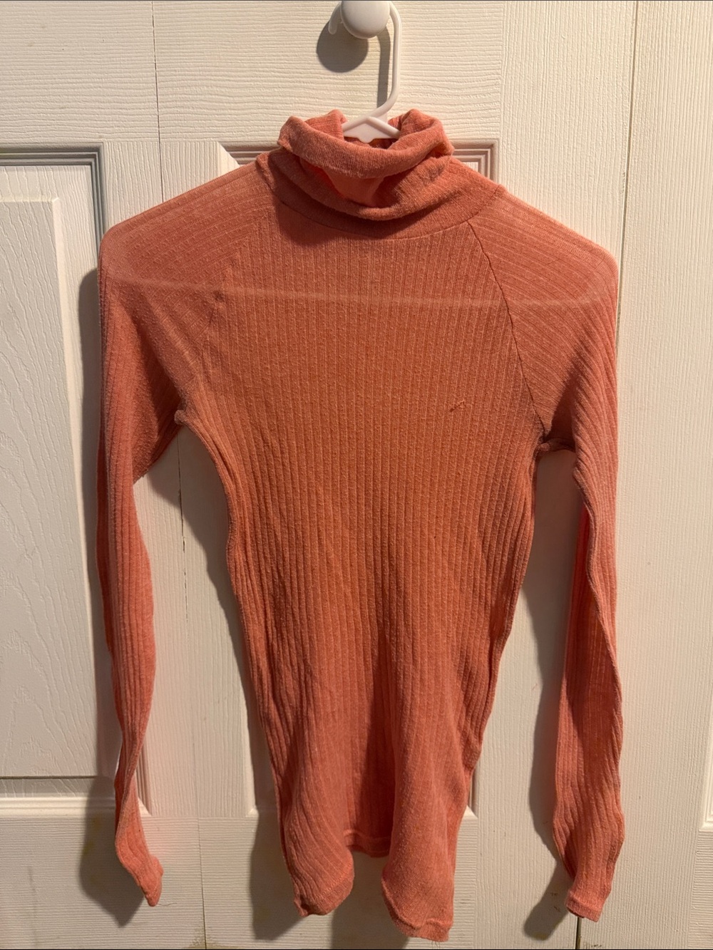 Women's Rust Turtleneck Ribbed Sweater